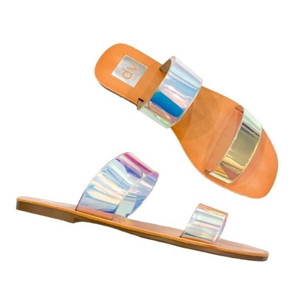 DOLCE VITA Jane Double Band Iridescent Sandals - Size 7 NEW - Picture 1 of 8